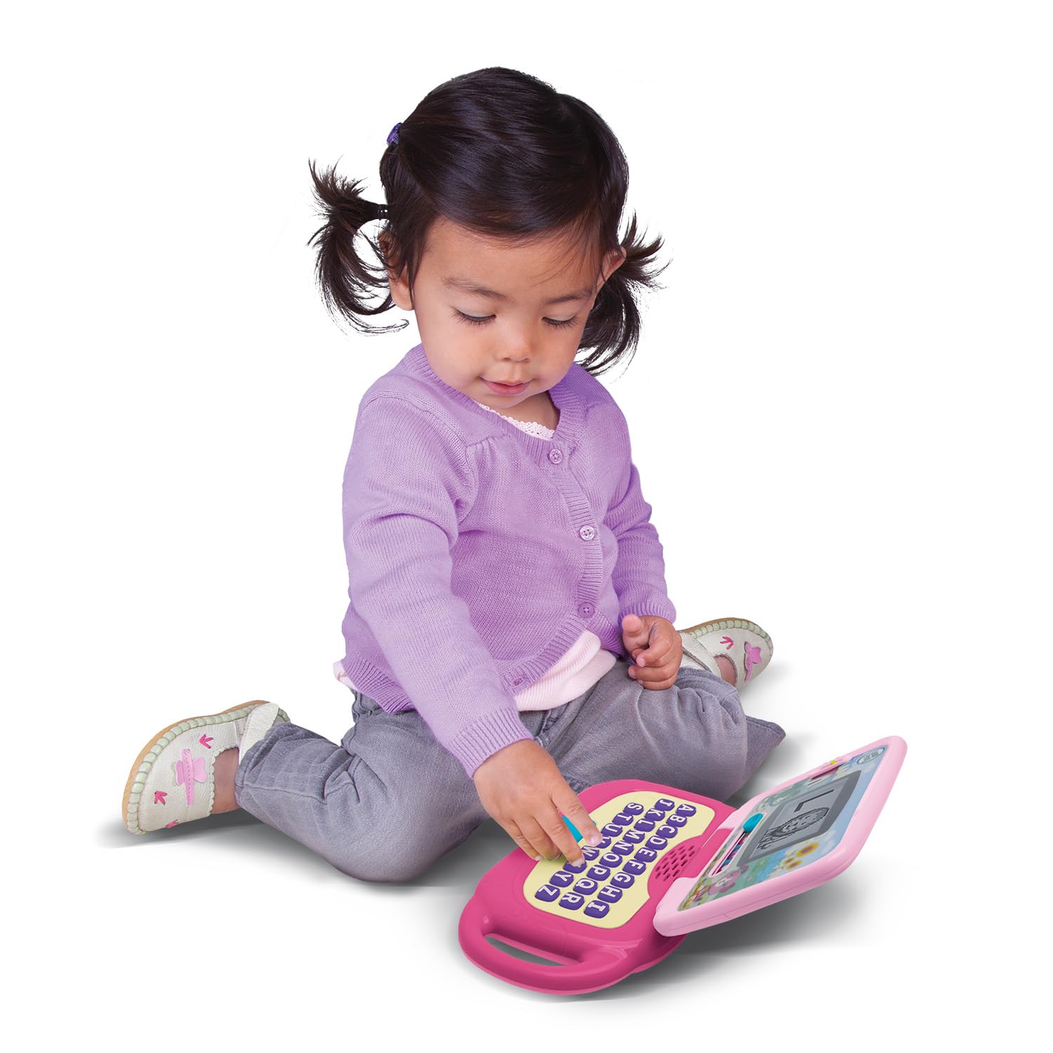 LeapFrog educational laptop for toddlers closed view with carry handle displayed