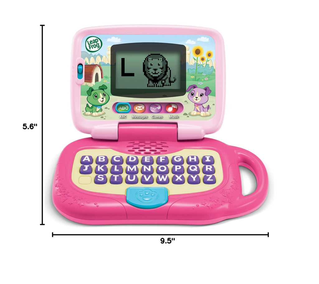 LeapFrog interactive toddler computer being held by the built in portable handle
