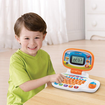 VTech children's portable laptop demonstrating the interactive progressive learning activity screen.