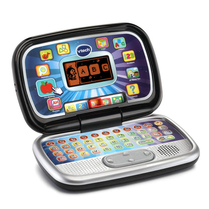 VTech toy computer close up on the QWERTY keyboard and number keys