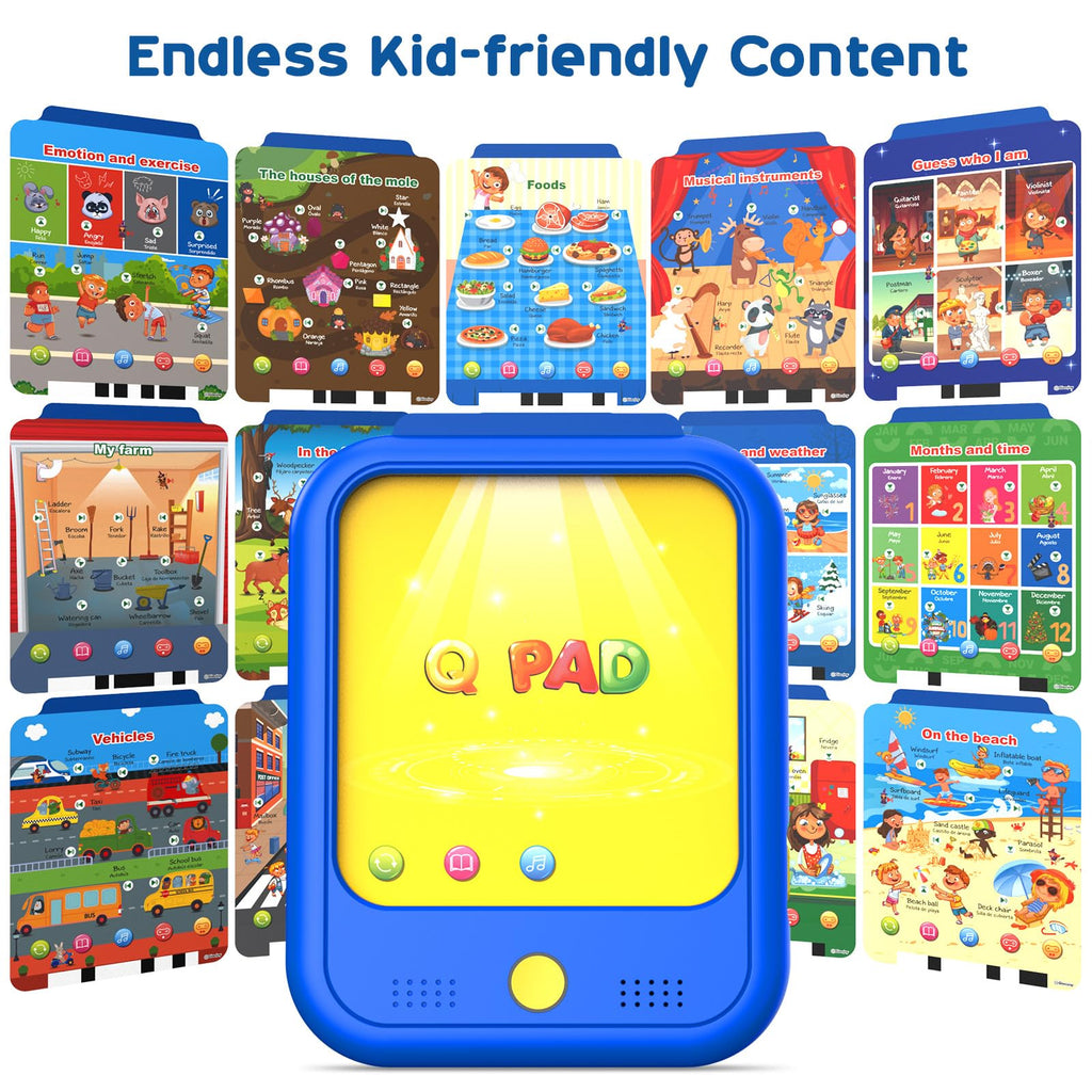 Close up view of the bilingual english spanish language switch on kids tablet