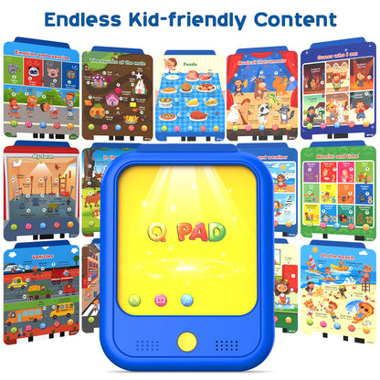 Close up view of the bilingual english spanish language switch on kids tablet