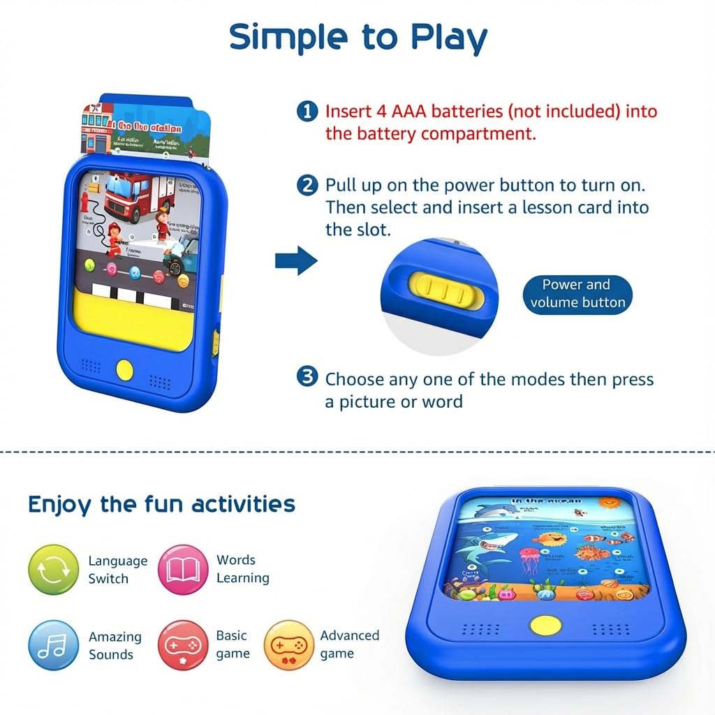 Rear view of the child safe battery compartment on blue educational pad