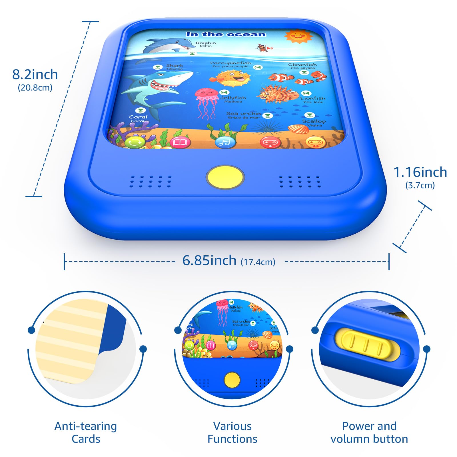 Authentic packaging of the screen free kids interactive tablet toy