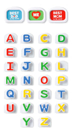 Close view of a child inserting an uppercase letter tile into the LeapFrog magnetic phonics interactive reader slot.