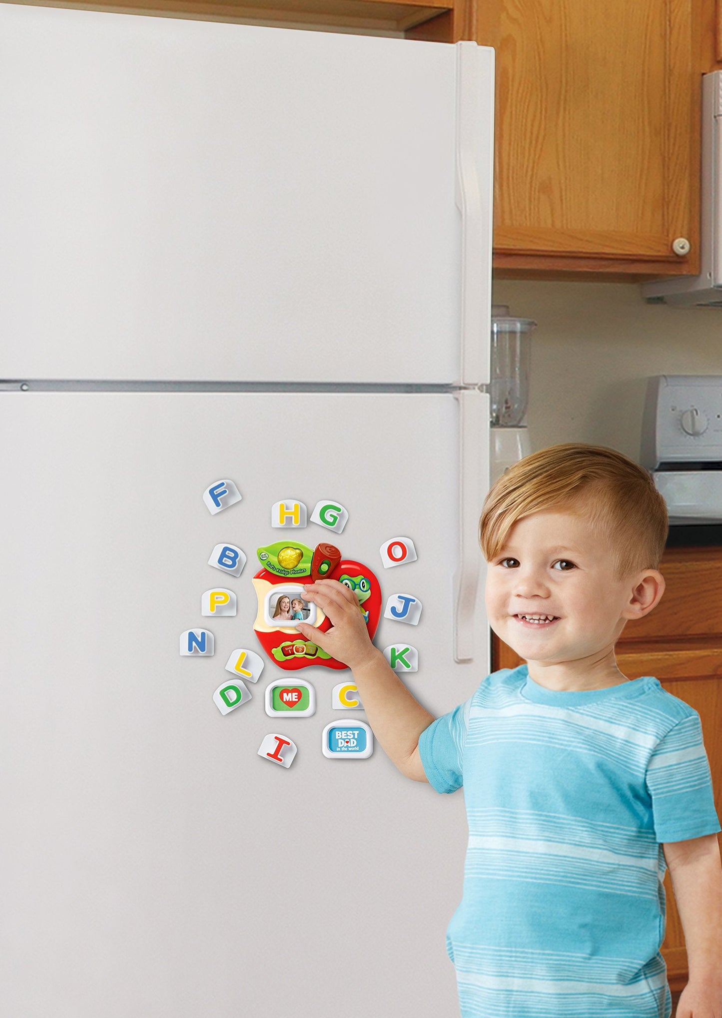 Rear view of the LeapFrog Fridge Phonics main unit demonstrating the placement of secure refrigerator magnets and the battery compartment.