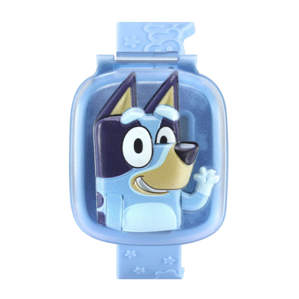 VTech children educational watch side view highlighting the comfortable adjustable blue silicone strap.