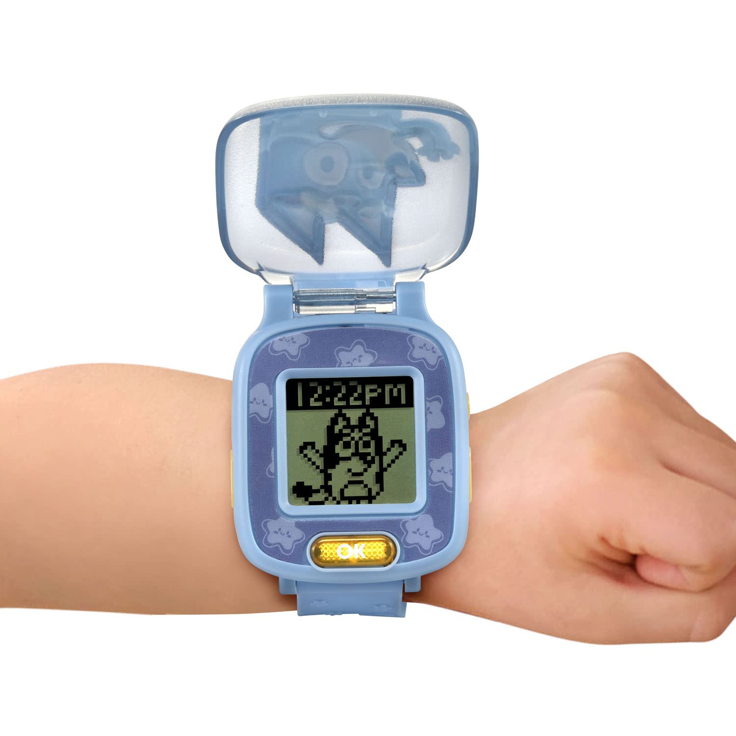 Authentic imported Bluey watch close up layout emphasizing the durable design for children.