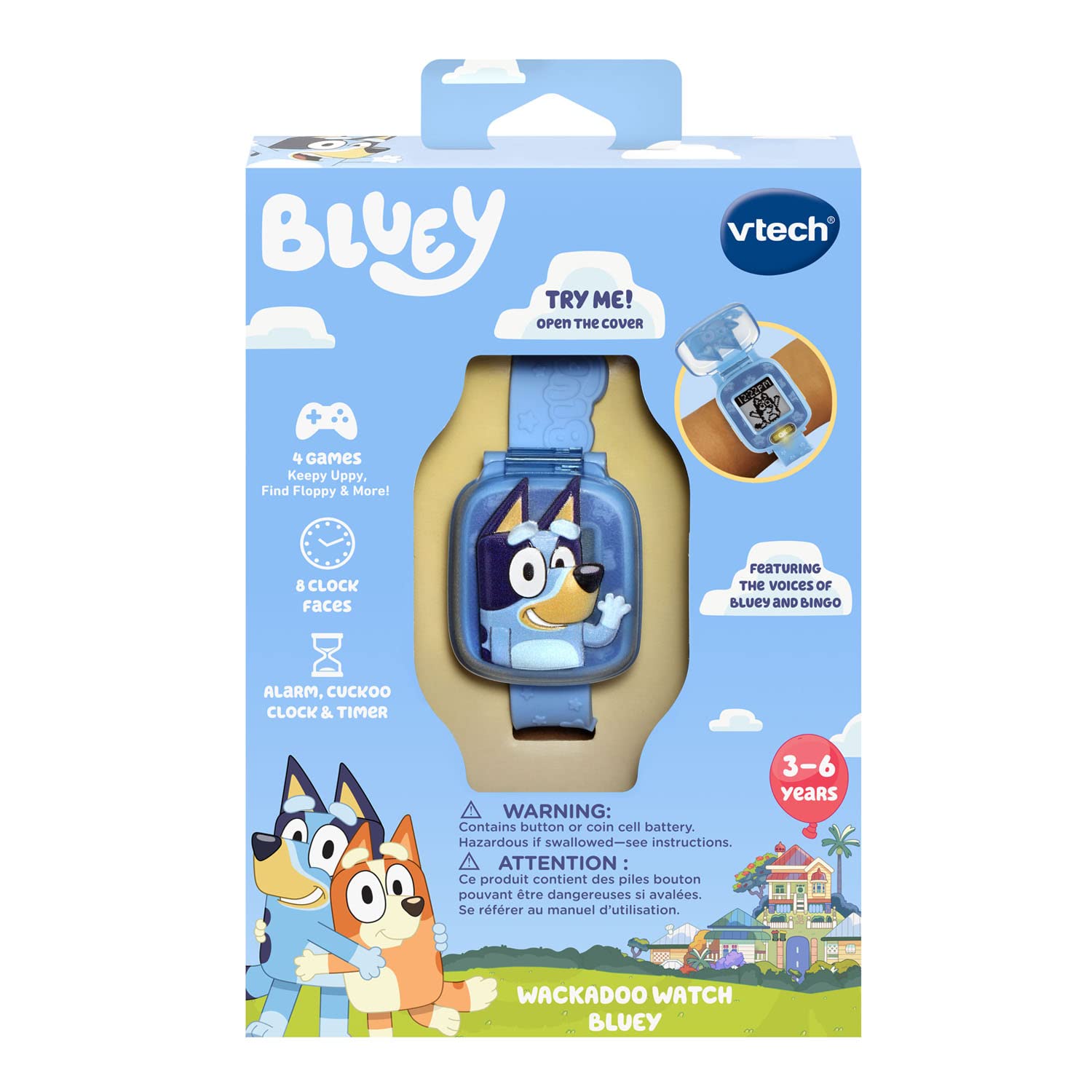 VTech electronic learning wrist watch demonstrating the shadow matching game on the display screen.