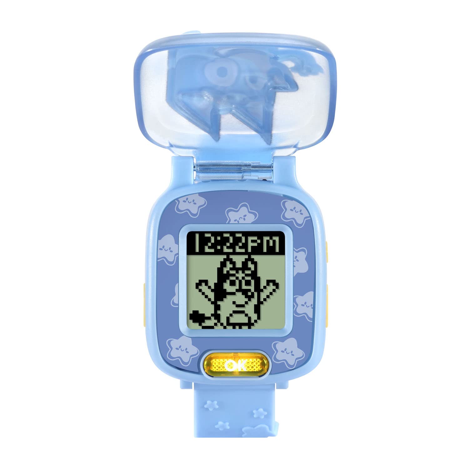 VTech Bluey toy watch back view indicating the child-safe battery compartment area clearly.