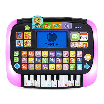 Close up view of the alphabet buttons and number selection keys on the VTech kids tablet