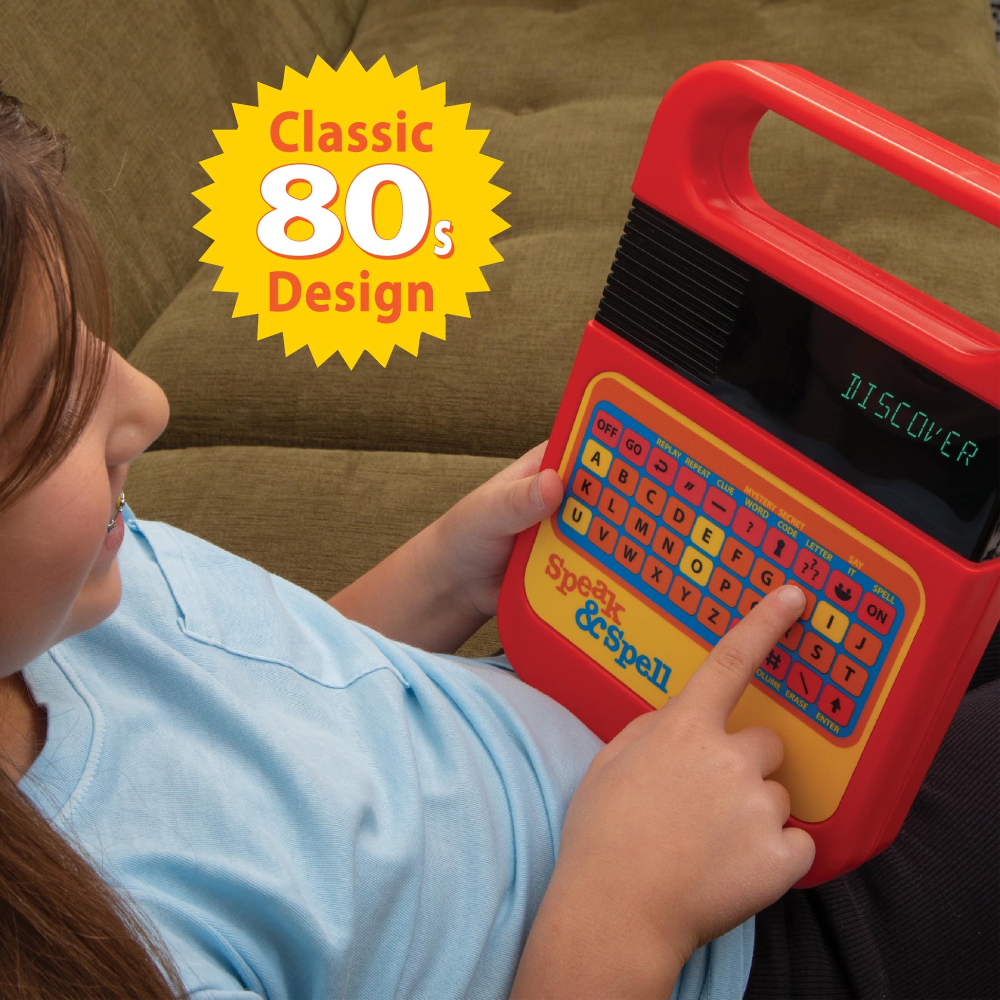 PlayMonster Speak And Spell learning system screen showing spelling word challenge feedback close up view