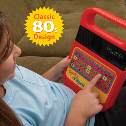 PlayMonster Speak And Spell learning system screen showing spelling word challenge feedback close up view