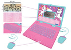 Lexibook bilingual learning laptop screen close up showcasing interactive english and spanish mathematics activities