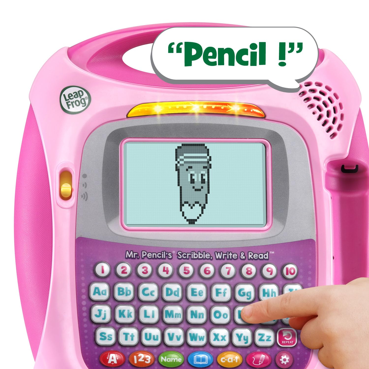 Close up of the touchscreen display on LeapFrog letter tracing device