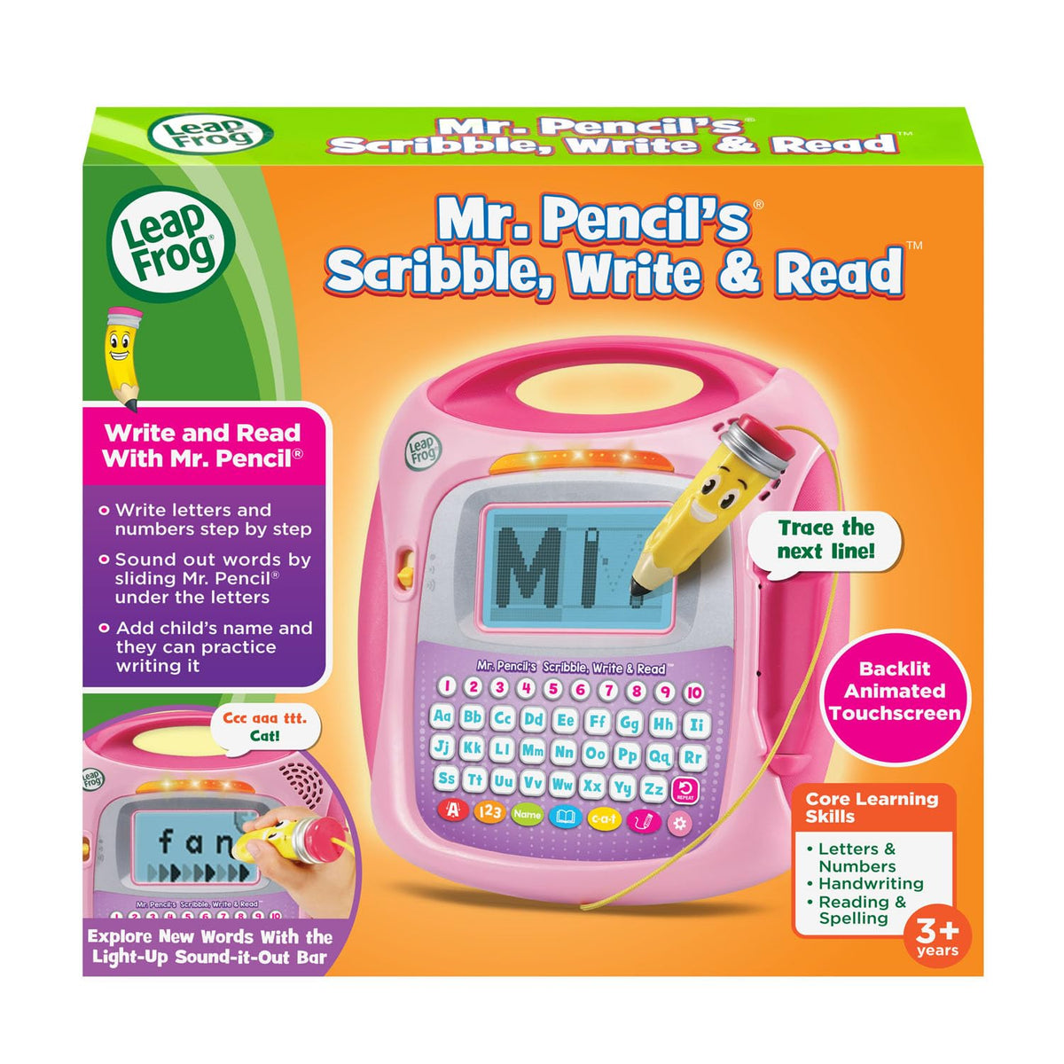 LeapFrog phonics and spelling activity screen with light up sound tracking bar