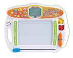 VTech magnetic drawing tablet showing uppercase letter stroke demonstration on screen