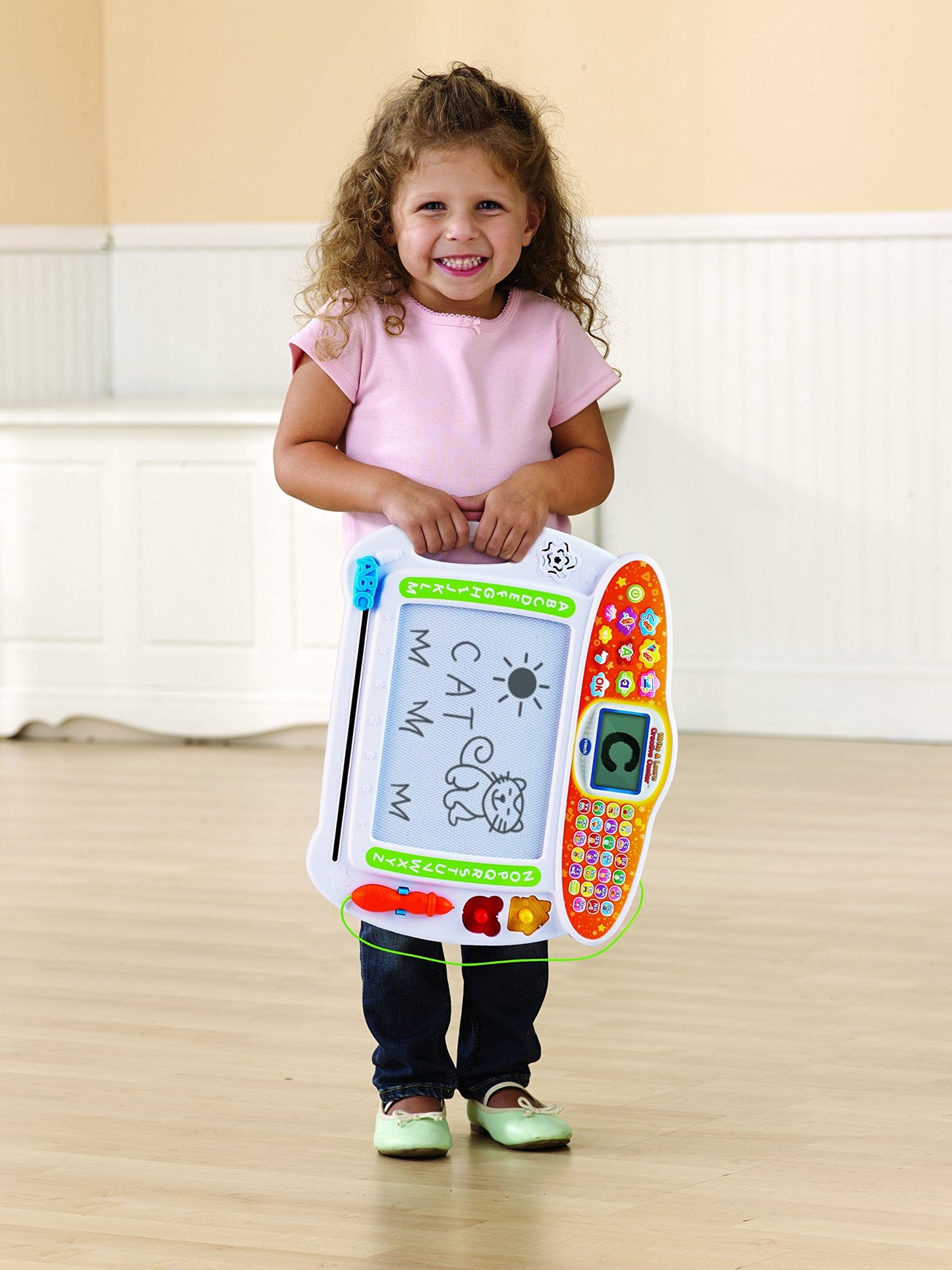 VTech preschool writing board highlighting name customization feature for toddlers