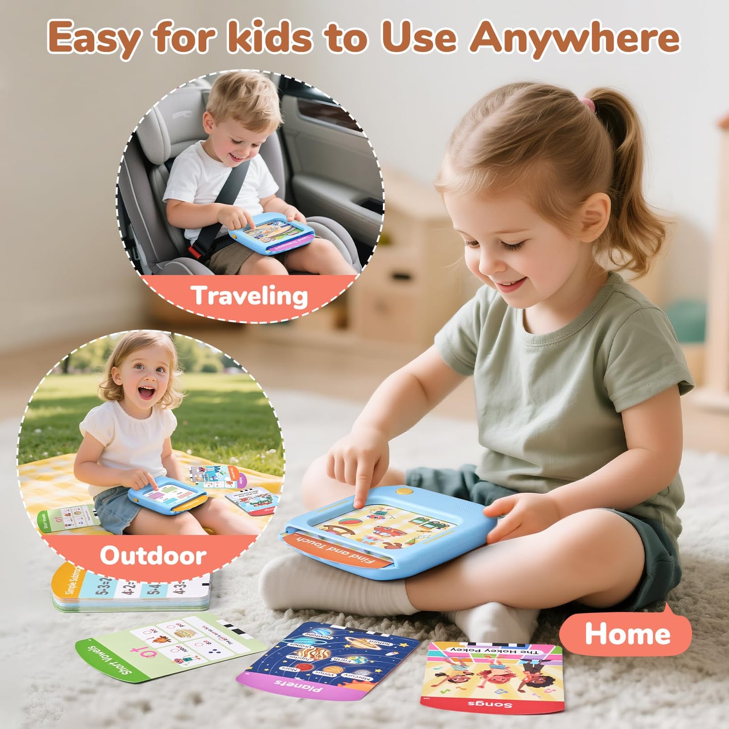 Premium packaging of JoyCat learning tablet showing comprehensive contents list