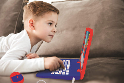 Lexibook SpiderMan electronic learning device displaying mathematical puzzle on LCD screen