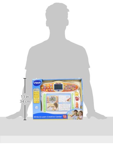 Angled view of VTech interactive drawing center showing overall dimensions and robust construction