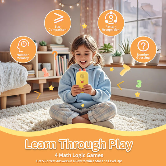 Alilo electronic math learning device with green accents showcasing the addition and subtraction gameplay.