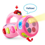 VTech pink educational flashlight showing chunky handle and ladybug button