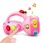 VTech interactive learning flashlight pink demonstrating the easy grip handle layout
