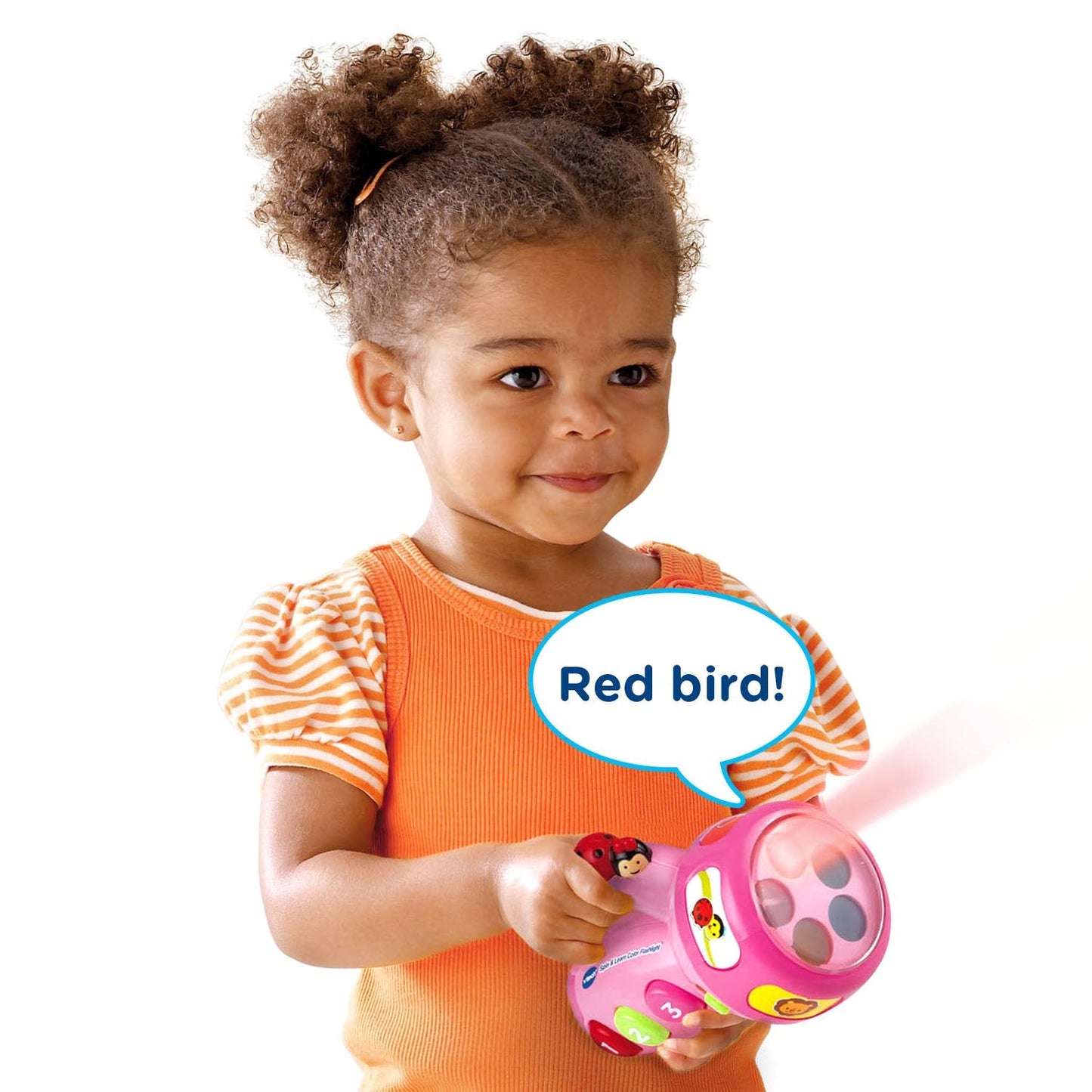 VTech pink color changing flashlight packaging showing age recommendation and features