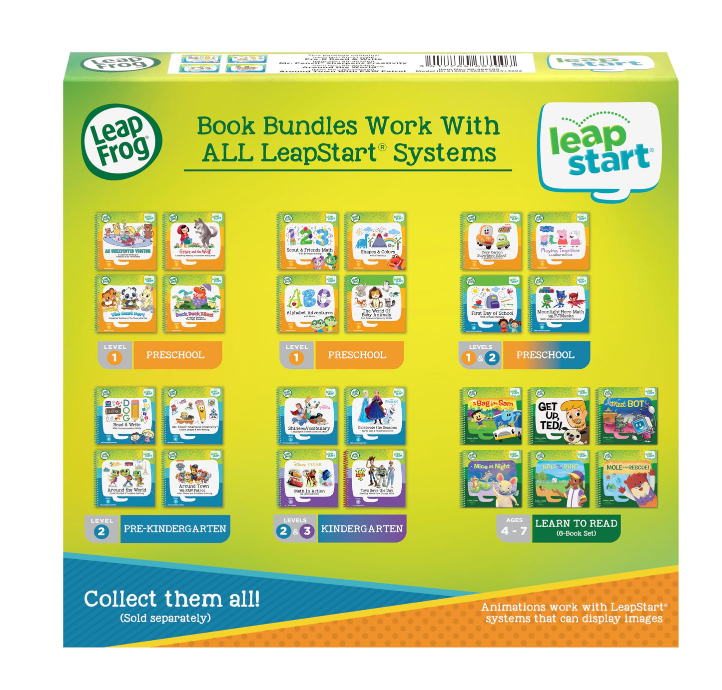 LeapFrog interactive book set featuring Mr. Pencil Sharpens Creativity and PAW Patrol characters for early childhood learning.