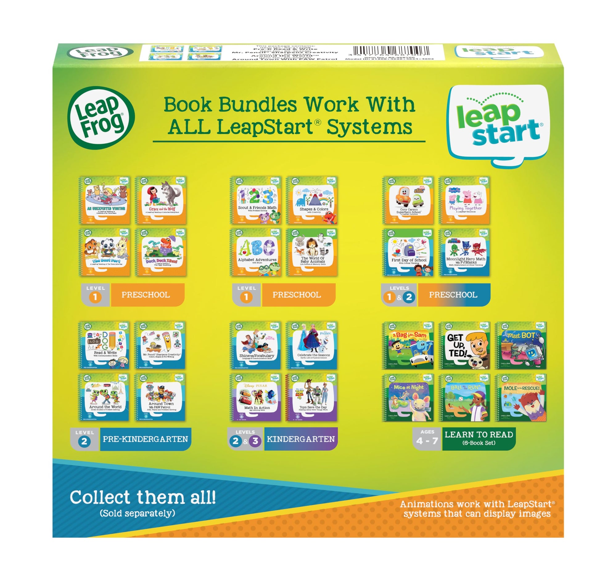LeapFrog interactive book set featuring Mr. Pencil Sharpens Creativity and PAW Patrol characters for early childhood learning.