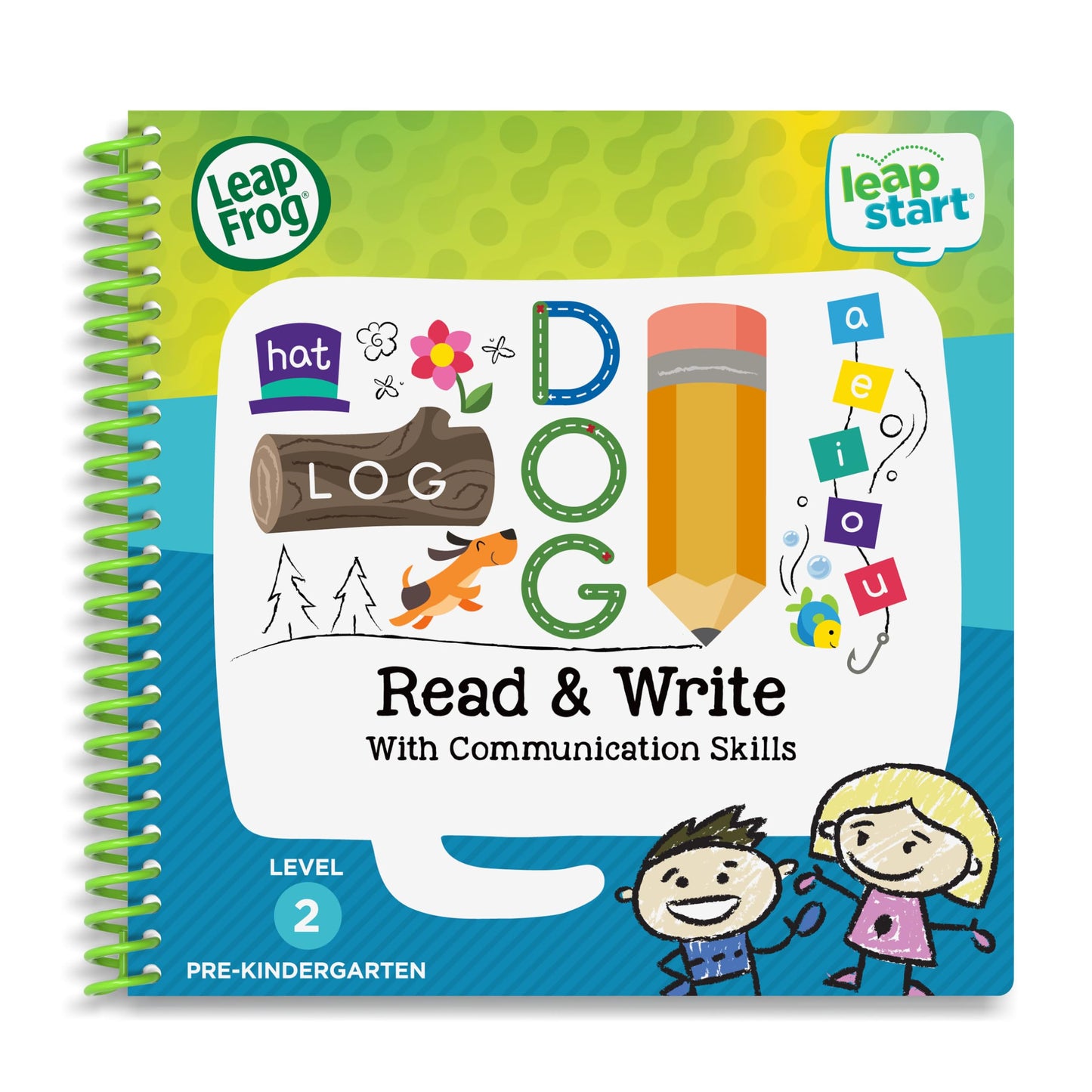 Close up view of the Level Two Pre-Kindergarten workbook pages highlighting fine motor tracing and shape drawing exercises.