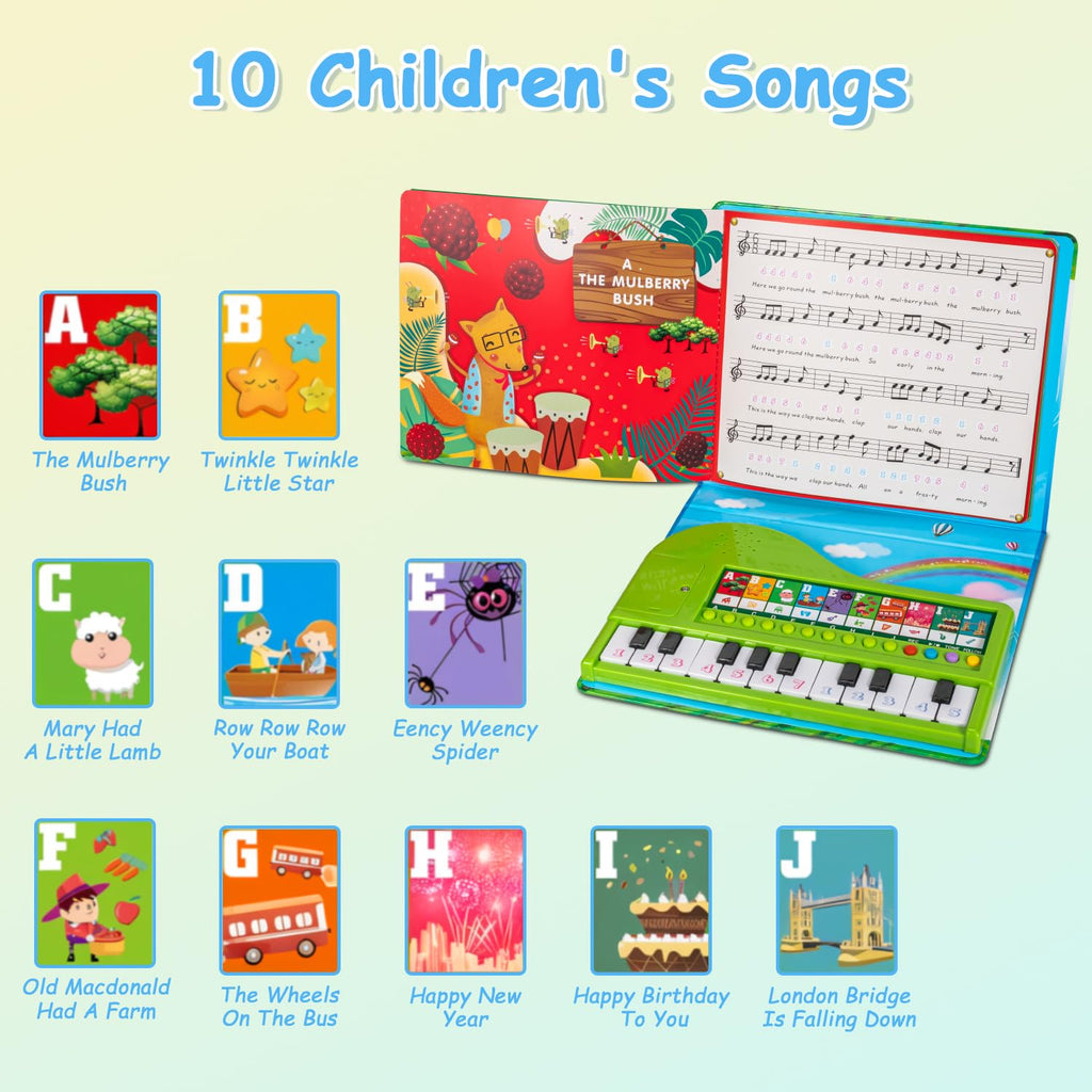 HEEPUEW kids musical book toy highlighting the soft rounded edge design and durable plastic material