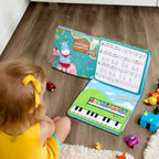 HEEPUEW imported toddler piano keyboard inside its sturdy cardboard storage box packaging view