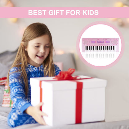 Compact lightweight electronic piano toy highlighting dual speakers and matching singing microphone