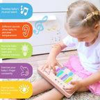 BWNOPQ mini electronic learning toy close up of the function buttons and volume control