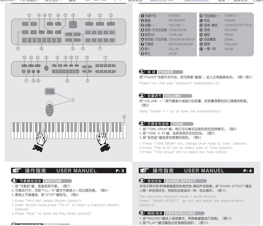 SEMART portable electronic music keyboard with included wired microphone and USB cable layout