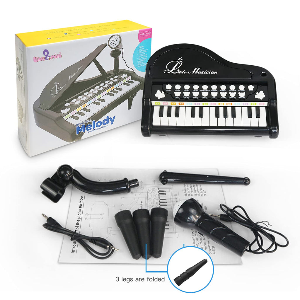 Love&Mini kids piano keyboard learning set close up view of the percussion buttons