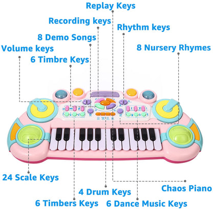 Close view of twenty-four musical keys on the cozybuy preschool educational instrument.