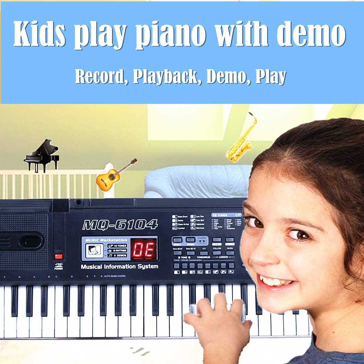 SEMART 61 key kids piano toy packaged inside its hard storage gift box