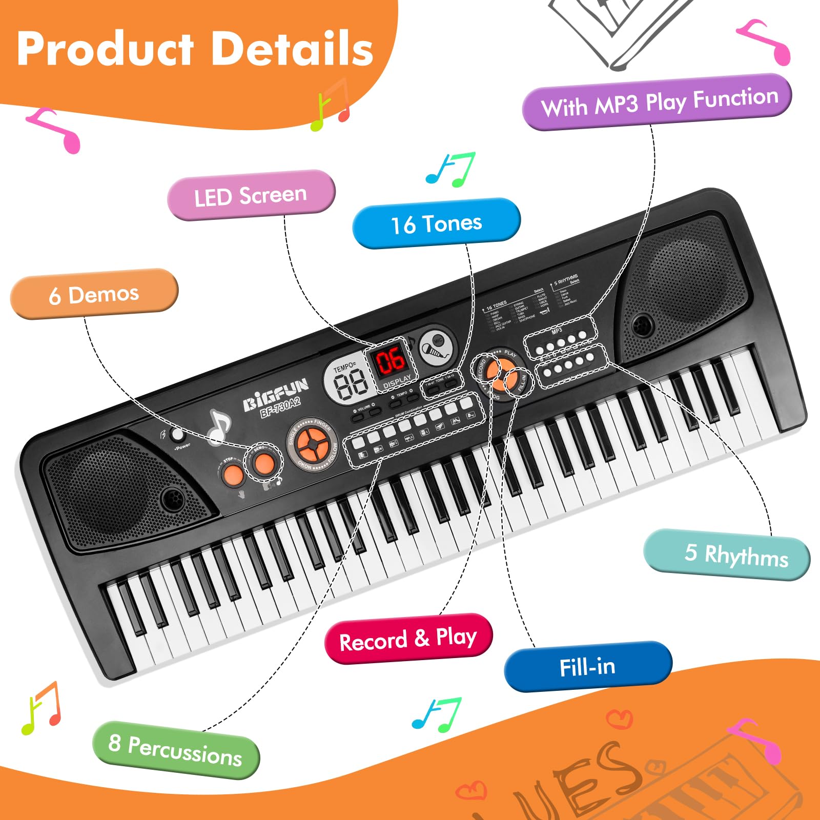 Drmukie 61 key premium black electronic music keyboard premium gift box packaging