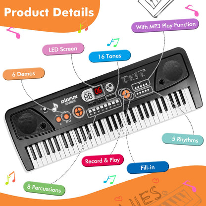 Drmukie 61 key premium black electronic music keyboard premium gift box packaging