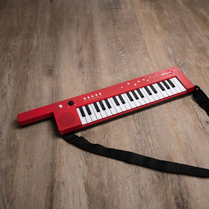 USA imported professional keytar toy showing the full product layout and accessories.