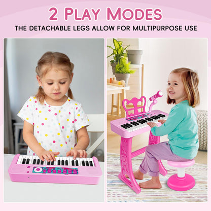 Amy And Benton girls musical instrument showing thirty seven keys close up