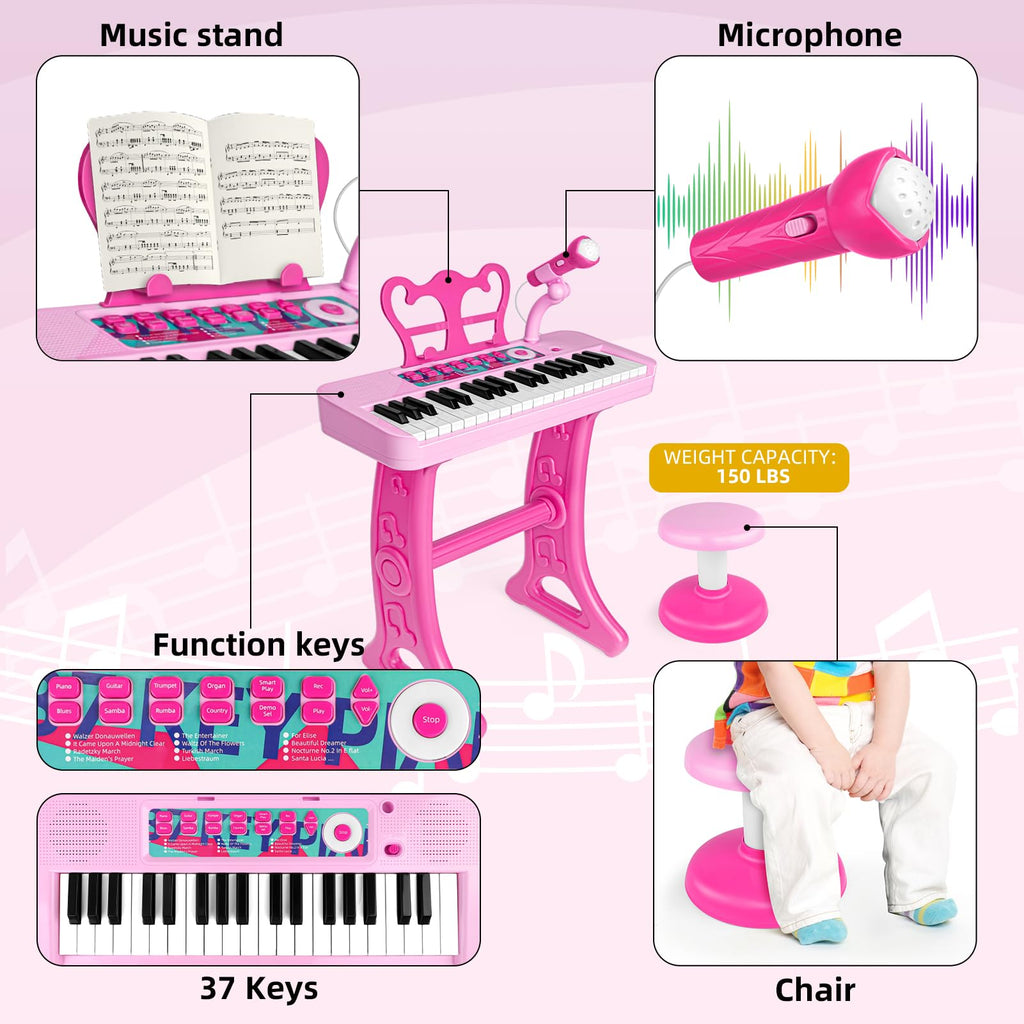 Amy And Benton pink keys musical toy highlighting record and playback buttons