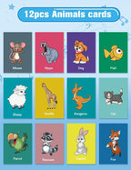 EduCuties toddler electronic music blanket folded compactly next to accompanying animal flash cards.