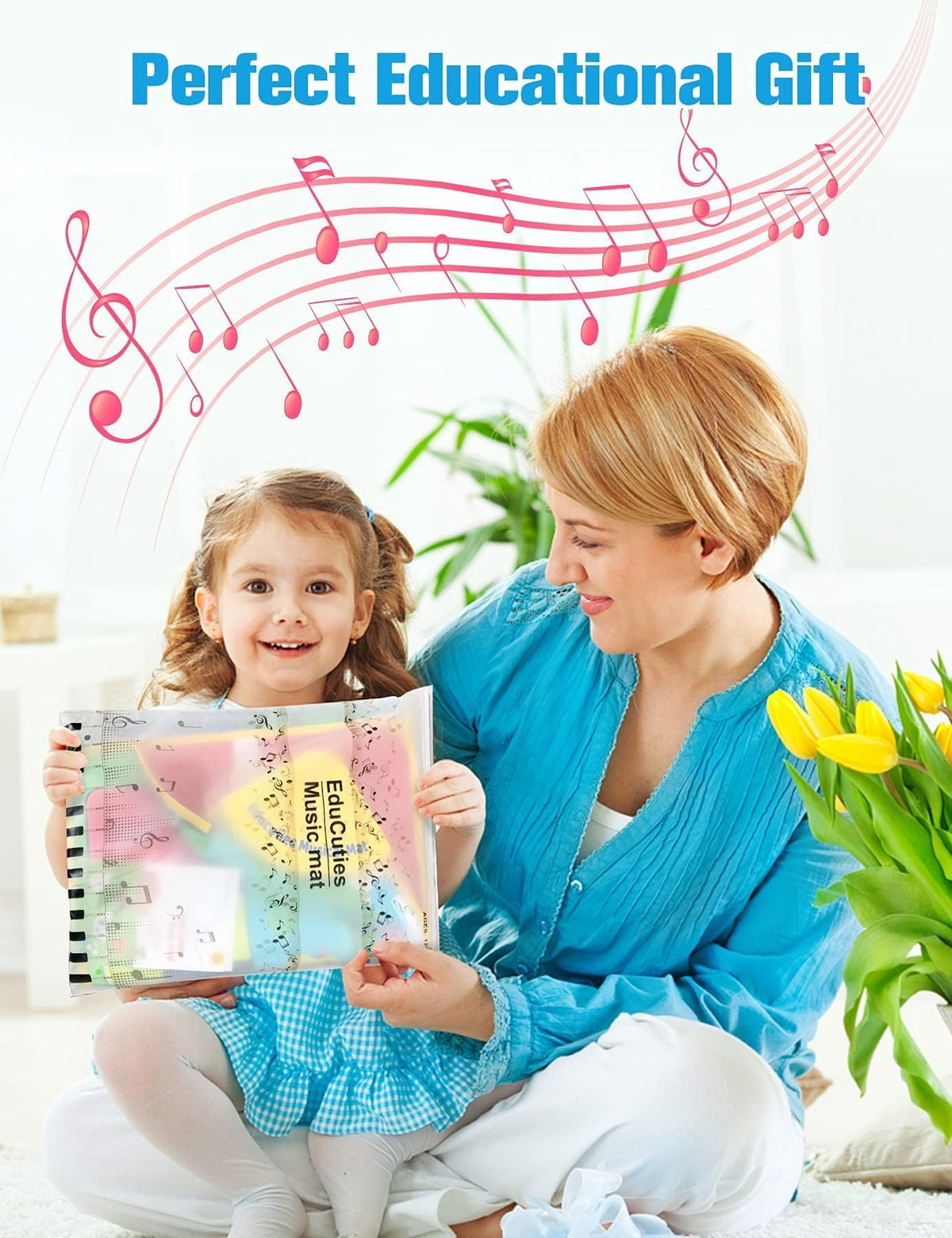 EduCuties floor piano playmat box packaging demonstrating early education features.