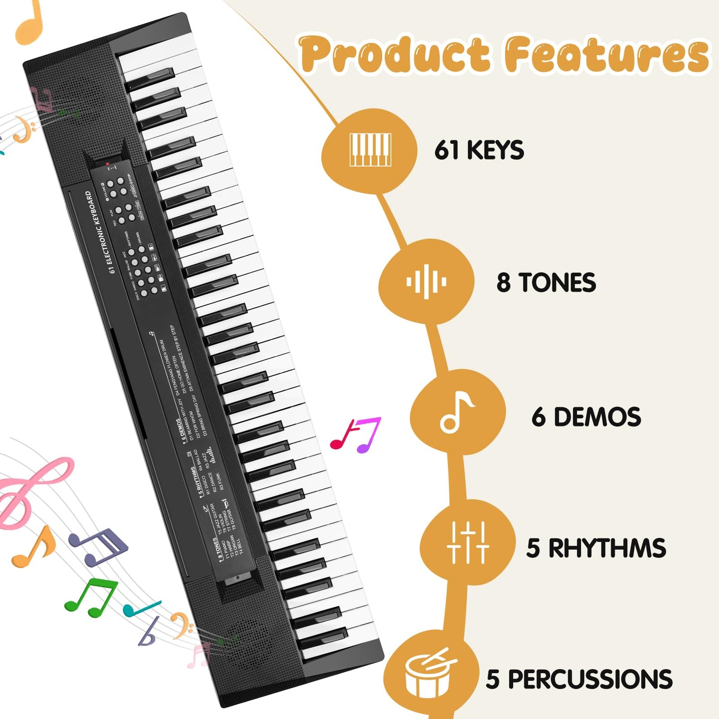 MusicForset electronic keyboard for beginners with wired microphone accessory included
