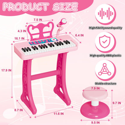 NEUBSAW children piano playset showing the matching pink stool assembly