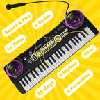 Drmukie beginner piano keyboard with forty nine keys and the included black wired microphone